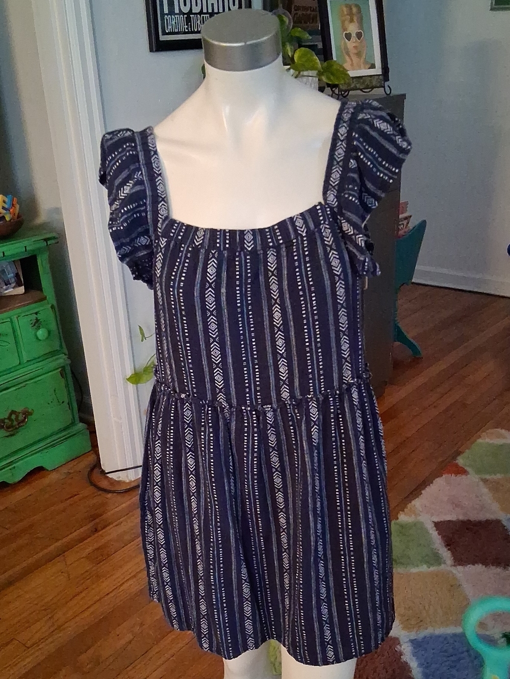 Time & Tru Navy Patterned Dress